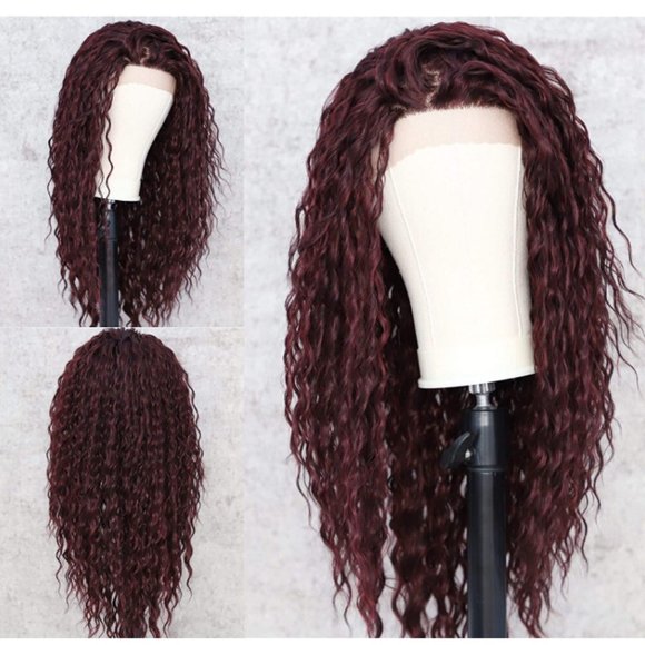 Burgundy Beach Wave Lace Front Wig 24\